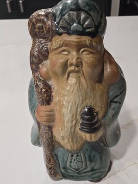 Source Unknown Ceramic Bearded Sage Figurine in Teal and Tan